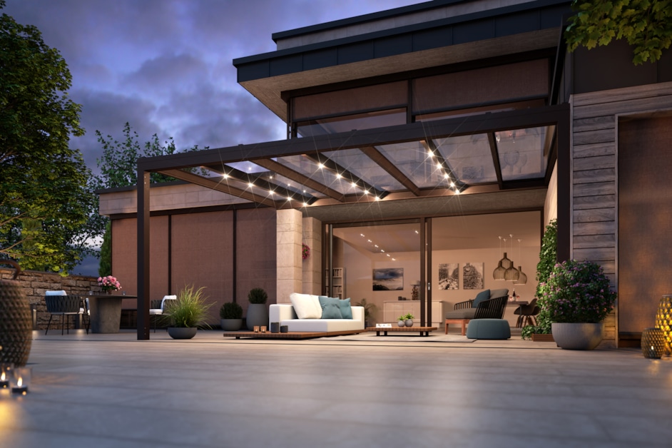 LED-Beleuchtung für gemütliche Stunden auf der Terrasse.